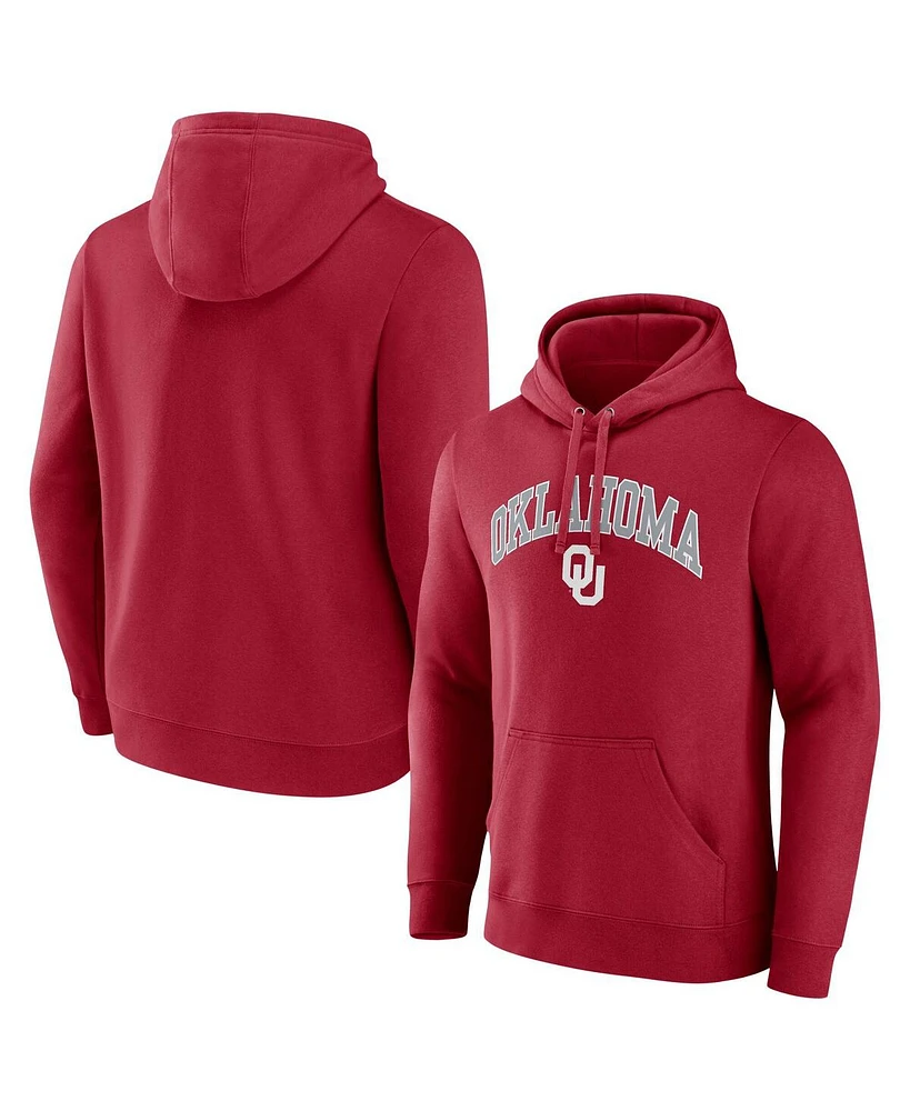 Fanatics Men's Crimson Oklahoma Sooners Arched Logo Pullover Hoodie Sweatshirt