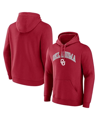 Fanatics Men's Crimson Oklahoma Sooners Arched Logo Pullover Hoodie Sweatshirt
