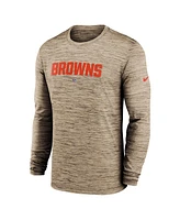 Nike Men's Brown Cleveland Browns Sideline Team Velocity Performance Long Sleeve T-Shirt