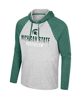 Colosseum Men's Heather Gray Michigan State Spartans Hasta La Vista Raglan Hoodie Long Sleeve T-Shirt