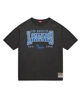 Mitchell & Ness Women's Charcoal Los Angeles Lakers Hardwood Classics Oversized Boyfriend T-Shirt
