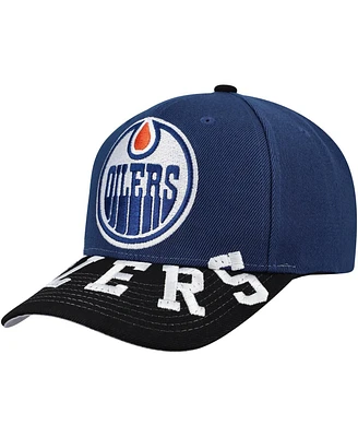 Mitchell & Ness Men's Navy/Black Edmonton Oilers Under Arch Two-Tone Pro Crown Snapback Hat