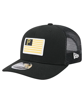 New Era Men's Black Pittsburgh Pirates Flag 9SEVENTY Coolera Stretch-Snap Hat