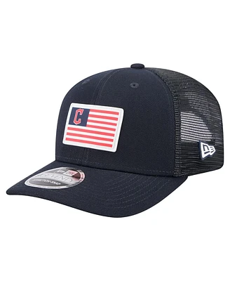 New Era Men's Navy Cleveland Guardians Flag 9SEVENTY Coolera Stretch-Snap Hat