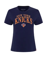 Sportiqe Women's Navy New York Knicks Arcadia Boxy T-Shirt