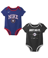 Nike Newborn 2-Pack Royal/Black Philadelphia 76ers Just Do It Bodysuit Set