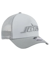 New Era Men's Gray New York Jets Domain A-Frame Trucker 9FORTY Adjustable Hat
