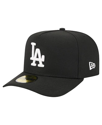 New Era Men's Black Los Angeles Dodgers Script Safety Pin 59FIFTY A-Frame Fitted Hat