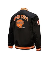 Mitchell & Ness Men's Black Cincinnati Bengals Double Down Satin Full-Snap Jacket