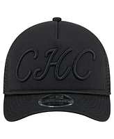 New Era Men's Black Chicago Cubs City Initial 9FORTY A-Frame M-Crown Adjustable Trucker Hat