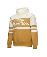 Mitchell & Ness Men's Tan/Cream Boston Red Sox Head Coach Pullover Hoodie