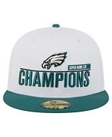 New Era Men's White/Midnight Green Philadelphia Eagles Super Bowl Lix Champions 59FIFTY Fitted Hat