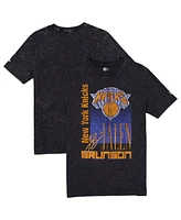 New Era Men's Jalen Brunson Black York Knicks Full Court Press Mineral Wash Player T-Shirt
