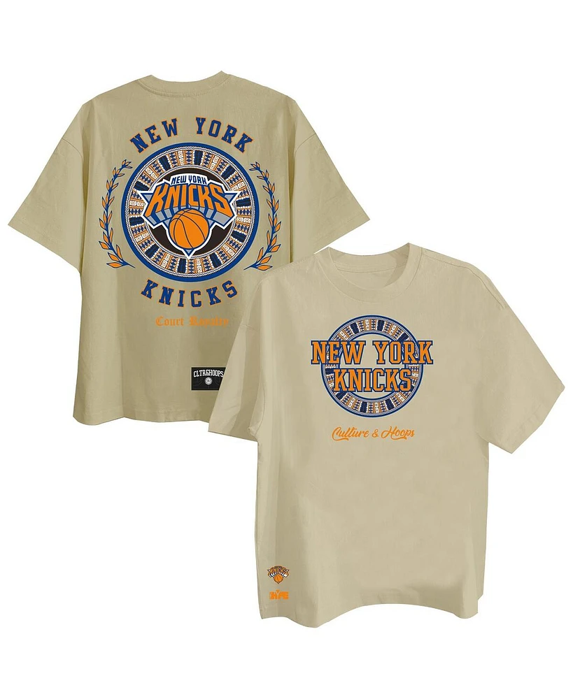 Two Hype Men's Khaki New York Knicks Worldwide Collection Premium T-Shirt