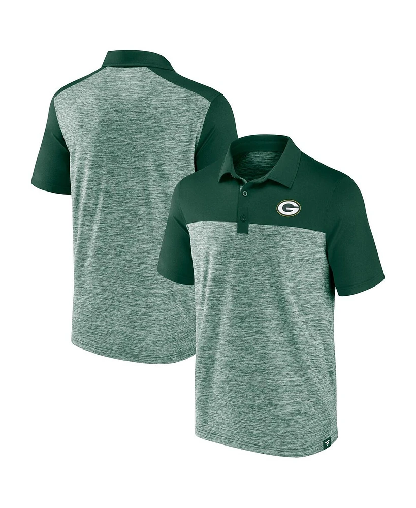 Fanatics Men's Heather Green Green Bay Packers Clutch Polo Shirt