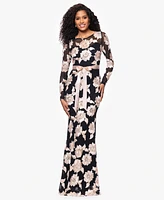 Betsy & Adam Petite Jacquard Printed Long Sheath Dress