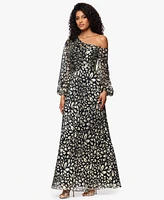 B&A By Betsy and Adam Petites Metallic Printed Long Dress