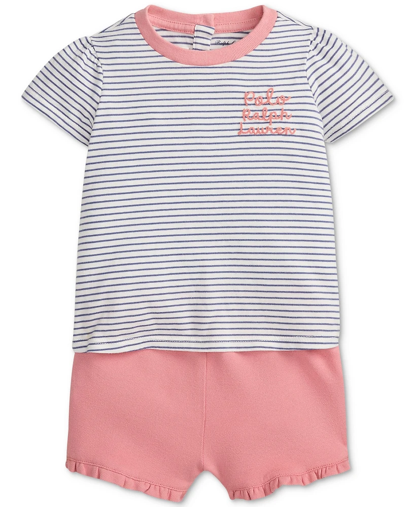 Polo Ralph Lauren Baby Girls Jersey Tee & Mesh Short Set