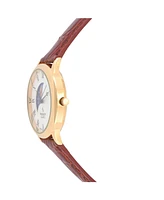 Peugeot Men's 38mm Brown Sun-Moon Brown Leather Strap Watch