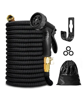 Kotto 100' Expandable Water Garden Hose: 10 Spray Nozzles, Solid Brass Connector