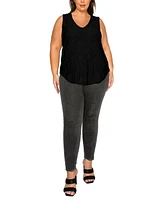 Coin 1804 Plus Spiral Wave Texture Double V-Neck Curved Hem Tank Top