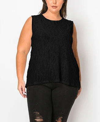 Coin 1804 Plus Spiral Wave Texture Strappy Back Tank Top