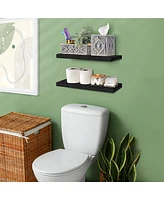 Sorbus 2 Pack 16" Solid Wood Floating Shelves - for Bathroom Decor, Books, Bedroom & Living Room