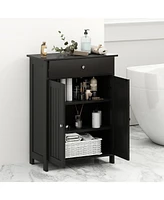 Slickblue Bathroom Floor Cabinet Freestanding Storage Organizer with 2 Doors
