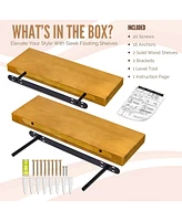 Sorbus 2 Pack 24" Solid Wood Floating Shelves - for Bathroom Decor, Books, Bedroom & Living Room