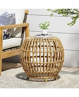 Handcrafted Faux Rattan Woven Side Table with Boho Style