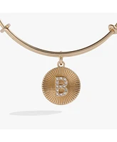 Pave Starburst Texture Initial Bangle Bracelet B