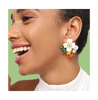 Sohi Women's Black Flower Garden Stud Earrings