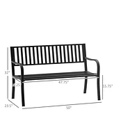 Outsunny Slat Design 2 Seat Steel Patio Garden Bench Backyard Furniture -