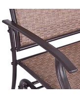 Gymax Patio Loveseat Glider Rocking Bench Double Chair With Arm Backyard Outdoor