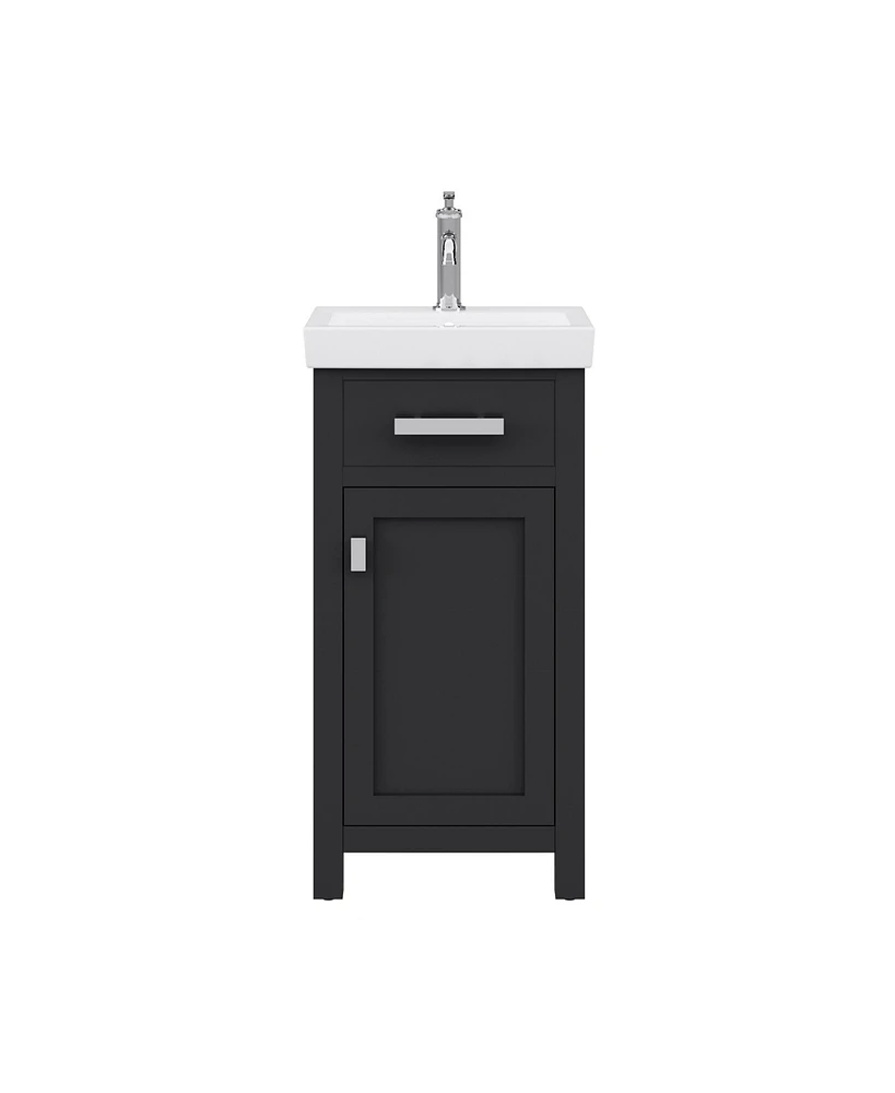 Mia 18 in. W Bath Vanity in Espresso Finish with Ceramics Integrated Vanity Top with White Basin