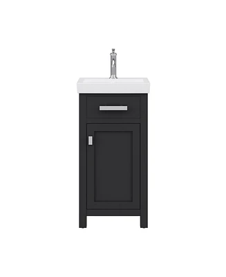 Mia 18 in. W Bath Vanity in Espresso Finish with Ceramics Integrated Vanity Top with White Basin