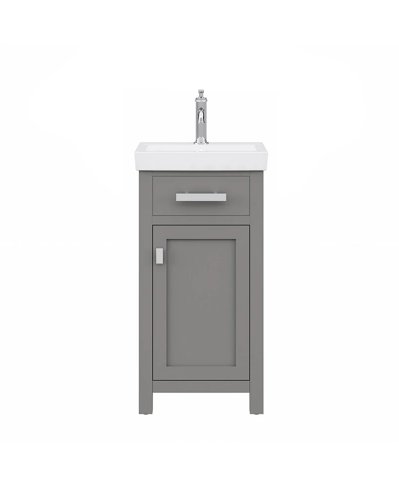 Mia 18 in. W Bath Vanity in Cashmere Grey Finish with Ceramics Integrated Vanity Top with White Basin