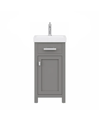Mia 18 in. W Bath Vanity in Cashmere Grey Finish with Ceramics Integrated Vanity Top with White Basin