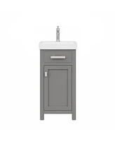 Mia 18 in. W Bath Vanity in Cashmere Grey Finish with Ceramics Integrated Vanity Top with White Basin