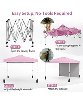 10 X 10 Ft Pop up Canopy Tent with 1 Sidewall and Wheeled Bag