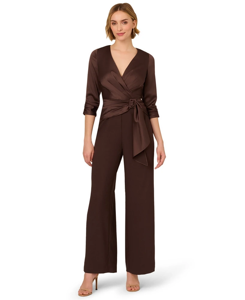 Adrianna Papell Women's Crepe 3/4-Sleeve Jumpsuit