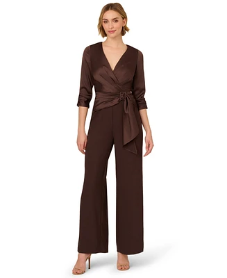 Adrianna Papell Women's Crepe 3/4-Sleeve Jumpsuit
