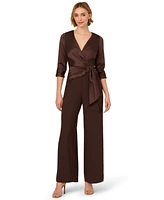 Adrianna Papell Women's Crepe 3/4-Sleeve Jumpsuit