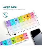 Sukuos Weekly Pill Organizer 7 Day 2 Times A Day, Am Pm Medicine Box with Easy Push Button