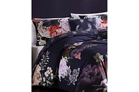 Bebejan Deep Purple Garden Bedding 200 Thread Count 100% Cotton Sateen 5 Piece Queen Size Reversible Comforter Set