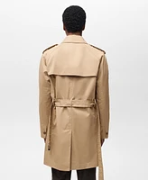 Mango Men's Water-Repellent Belted Trench Coat