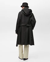 Mango Men's Belt and Hood Trench Coat