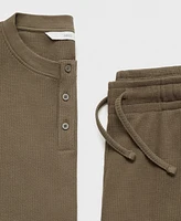 Mango Men's Cotton Check T-Shirt and Pant Pajama Set