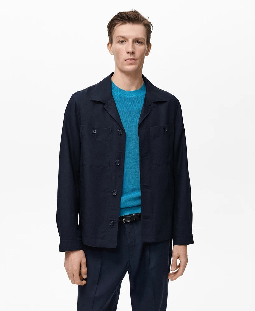 Mango Men's Pockets Lyocell Linen Overshirt