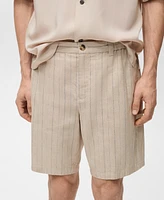 Mango Men's Striped Linen-Blend Bermuda Shorts